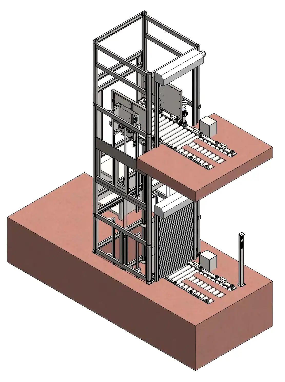 Hydraulische goederenlift met Rollerbanen